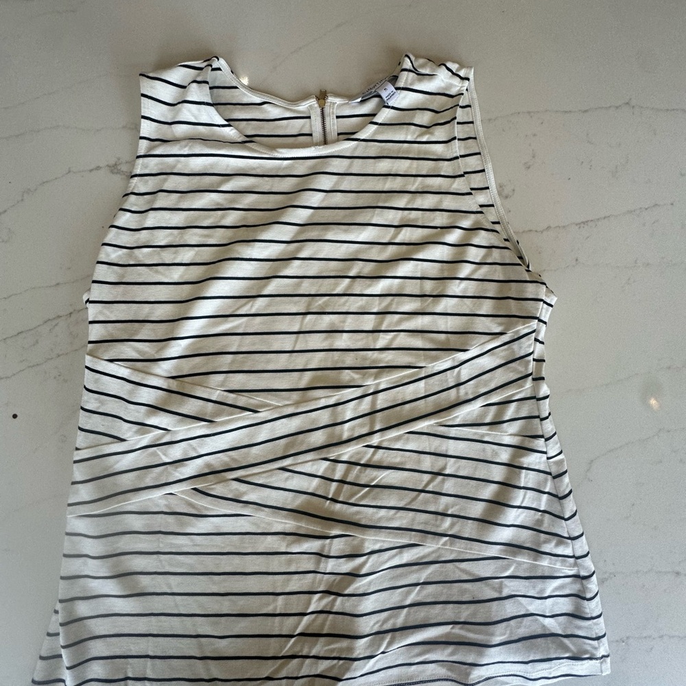 41 Hawthorn Black and White Asymmetrical Sleeveless Tank Top